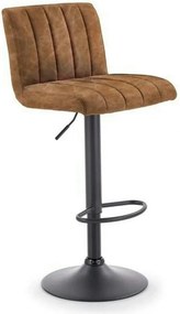 Scaun bar H89, maro/negru, piele ecologica/otel, 41x48x88/108 cm