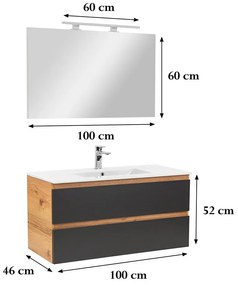 Mobilier complet de baie Vario Forte 100 stejar-antracit