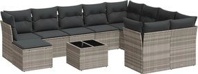 vidaXL Set canapele de grădină cu perne, 11 piese, gri, poliratan