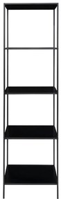 Raft Vita cu 5 rafturi, negru, cu cadru negru, 51x36x170 cm