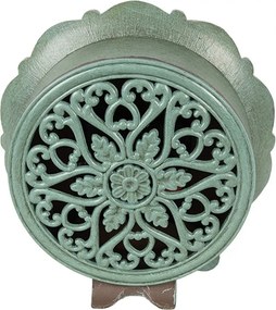 Ceas de masă vintage verde, din metal și sticlă, 15x7x16 cm