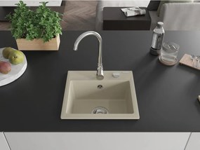 Mexen Milo chiuvetă de bucătărie din granit cu 1 cuvă, 435 x 410 mm, bej, sifon cromat - 6505441000-69