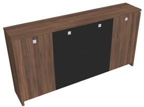 Dulap mediu pentru haine Verno 248 x 46 x 130 cm, uși combinate, nuc / negru