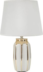 Veioză albă-aurie din ceramică cu abajur textil (înălțime 40,5 cm) Cassy – Mauro Ferretti