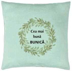 Perna Decorativa pentru Bunica 4, 40x40 cm, Verde Menta, Husa Detasabila, Burduf