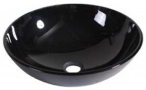 Lavoar pe blat Inter Ceramic rotund negru lucios 42 cm