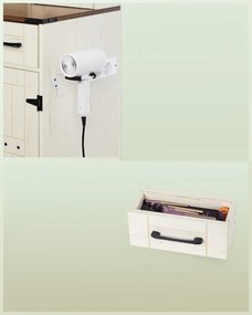 SEA818 - Set Masa toaleta 108 cm, cosmetica machiaj, oglinda cu LED, masuta vanity cu Priza, USB si Suport Uscator par, scaunel tapitat - Alb
