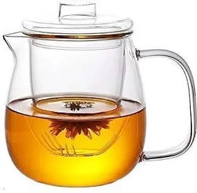 Cana pentru ceai din sticla borosilicata cu infuzor si capac