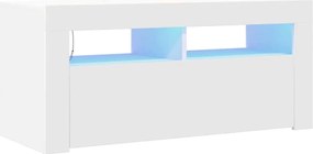 vidaXL Comodă TV cu lumini LED, alb, 90x35x40 cm