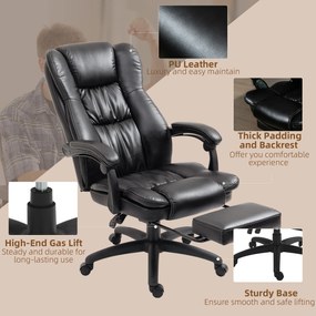 Vinsetto Scaun Birou cu Masaj, Înclinare, Piele Artificială, Negru, 68.5x68.5x119-127cm, Confort Sporit | Aosom Romania