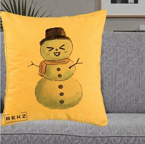 Perna Decorativa Om de Zapada Kawaii Haios, 40x40 cm, Galben, Husa Detasabila, Perna Inclusa, BEKZ®