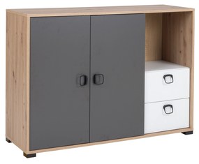 Comodă Kevyt 6 (stejar artisan + alb + grafit). 1087390