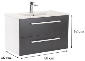 Dulap inferior Vario Clam 80 cu lavoar alb-antracit