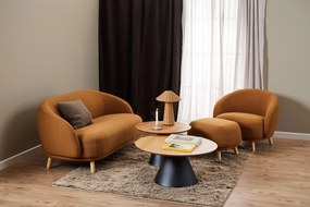 MAZZONI EXPORT BOSCO Stejar natural/picior negru - MASĂ DE CAFEA ROTUNDĂ 65 cm MASĂ DE CAFEA PENTRU SUFRAGERIE FURNIR