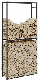 vidaXL Rastel pentru lemne de foc, negru, 100x30x209 cm, oțel