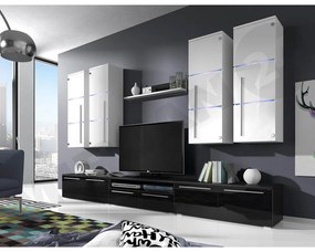 Mobilier living Bridget (Negru + Negru lucios ) (Alb + Alb lucios ). 1058186