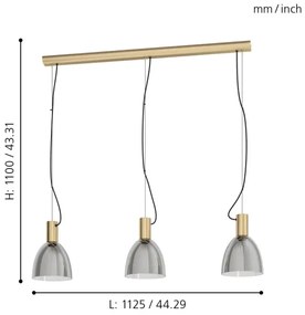 Eglo 99314 - Lustră pe cablu LEBALIO 3xE27/40W/230V