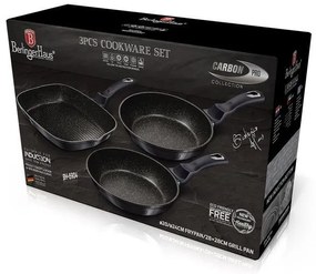 Set 3 tigai marmorate antiaderente Berlinger Haus Carbon Pro BH 6904, curatare usoara, inductie