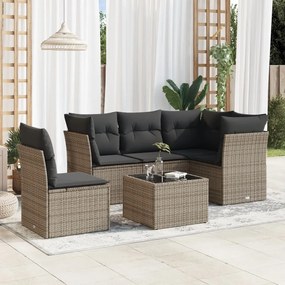 vidaXL Set mobilier grădină cu perne, 6 piese, gri, poliratan