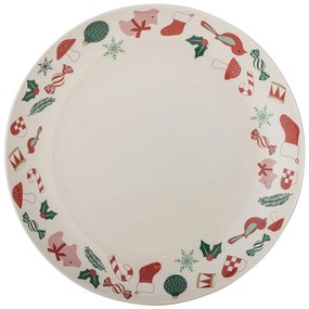 Farfurie crem pentru servire din gresie ø 28 cm cu model de Crăciun Yule – Bloomingville