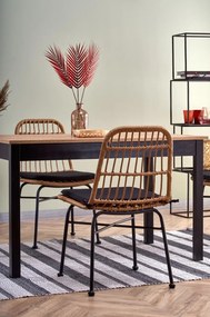 Set masa extensibila Greg L124-168 cm + 4 scaune K401 ratan natural/negru