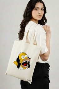 Sacosa de Panza pentru Cumparaturi, Geanta Tote, model Homer, 38x34.5 cm, Alba, BEKZ®