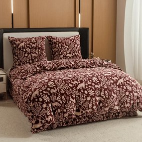 Lenjerie cocolino FOREST ANIMALS visiniu Dimensiune lenjerie de pat: 80 x 80 cm | 135 x 200 cm