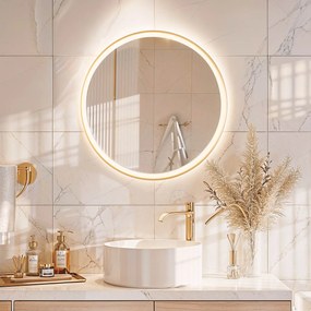 Oglinză de baie aurie 70 cm cu LED inclus cu dimmer tactil - Miral
