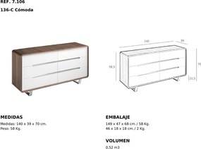 Comoda cu 6 sertare design elegant Bonni