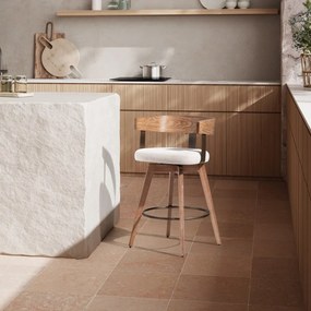 Scaune de bar crem/în culoare naturală cu cotiere 2 buc. tapițate Ilia – MOME