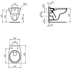 Vas WC IDEAL STANDARD EUROVIT suspendat rimless K881001