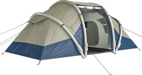 Outsunny Cort gonflabil 4 persoane Montare rapidă Camping exterior cu 2 dormitoare, ferestre din plasă, pridvor | Aosom Romania