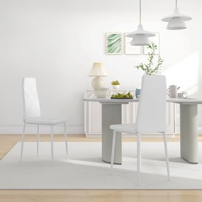 HOMCOM Set 2 Scaune de Sufragerie Tapițate cu Spătar Înalt, Picioare Antiderapante și Picioare din Oțel, 41x50x97 cm, Alb | Aosom Romania