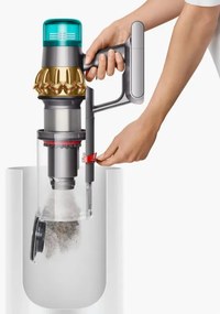 Aspirator vertical Dyson V15 Detect Absole 447000-01, 660W, 0.76 l, 60 min autonomie, Senzori, 3 moduri, LCD, Gri / aur