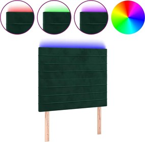 vidaXL Tăblie de pat cu LED, verde închis, 100x5x118/128 cm, catifea