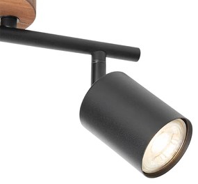 Spotlight industrial negru cu lemn inclinabil 2 lumini - Jeana
