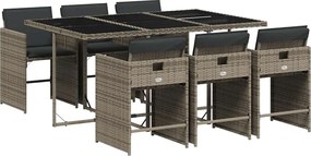 vidaXL Set mobilier de grădină cu perne, 7 piese, gri, poliratan
