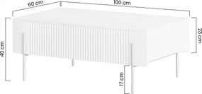 Măsuță de cafea Malmi 100 cm cu sertare - kaszmir / crema bianca / picioare aurii
