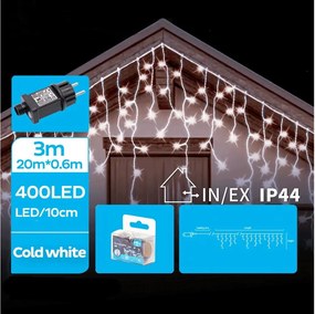 Brilagi - Ghirlandă luminoasă LED de exterior pentru Crăciun 400xLED/8 funcții 23x0,6m IP44 alb rece