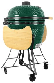 Kerámia faszéngrill oldalpolcokkal, 57 cm ráccsal