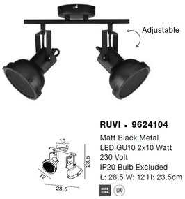 Lustra aplicata metalica design retro RUVI 2 negru
