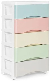 Raft cu 5 sertare în culori pastelate