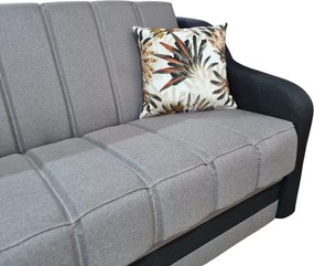 Canapea ALEX extensibila, 3 locuri, cu lada de depozitare, stofa gri, 220x90x90 - Copie Gri Inchis + Gri Deschis