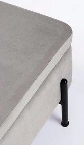 Bancheta cu spatiu pentru depozitare gri/negru din catifea si metal, 110 cm, Irina Bizzotto