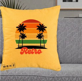 Perna Decorativa Retro Sunset Palmieri, 40x40 cm, Galben, Husa Detasabila, Perna Inclusa, BEKZ®