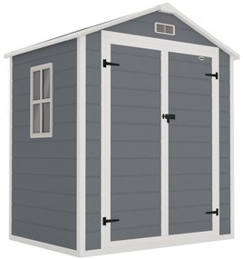 Outsunny Magazie Metalica pentru Gradina Gri Spatiu Depozitare Exterior | Aosom Romania