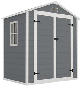 Outsunny Magazie Metalica pentru Gradina Gri Spatiu Depozitare Exterior | Aosom Romania