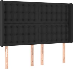 vidaXL Tăblie de pat cu aripioare, negru, 147x16x118/128 cm, piele eco