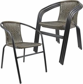 Set de scaune de grădină, stivuibile, gri închis, 4 buc