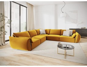 Colțar galben muștar cu tapițerie din catifea Vanda – Mazzini Sofas